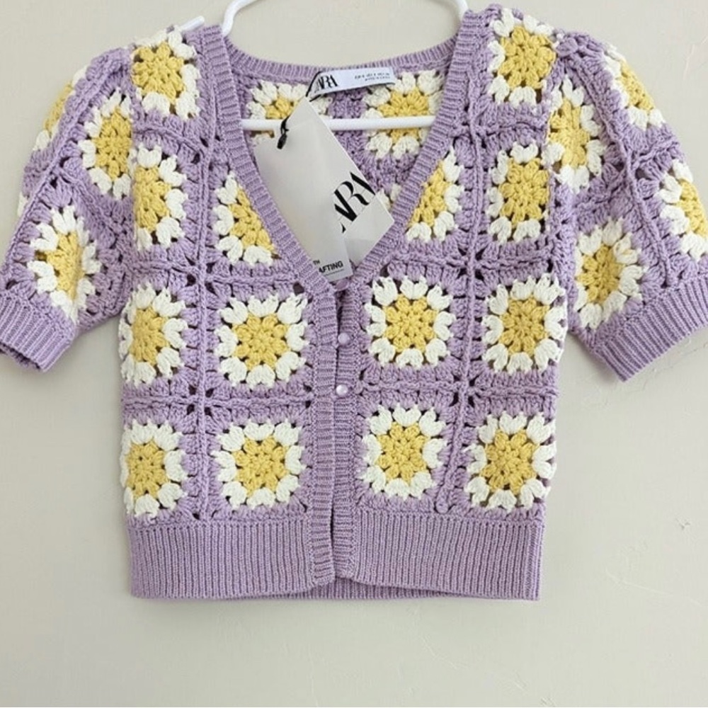 New with tags Zara crochet daisy cardigan